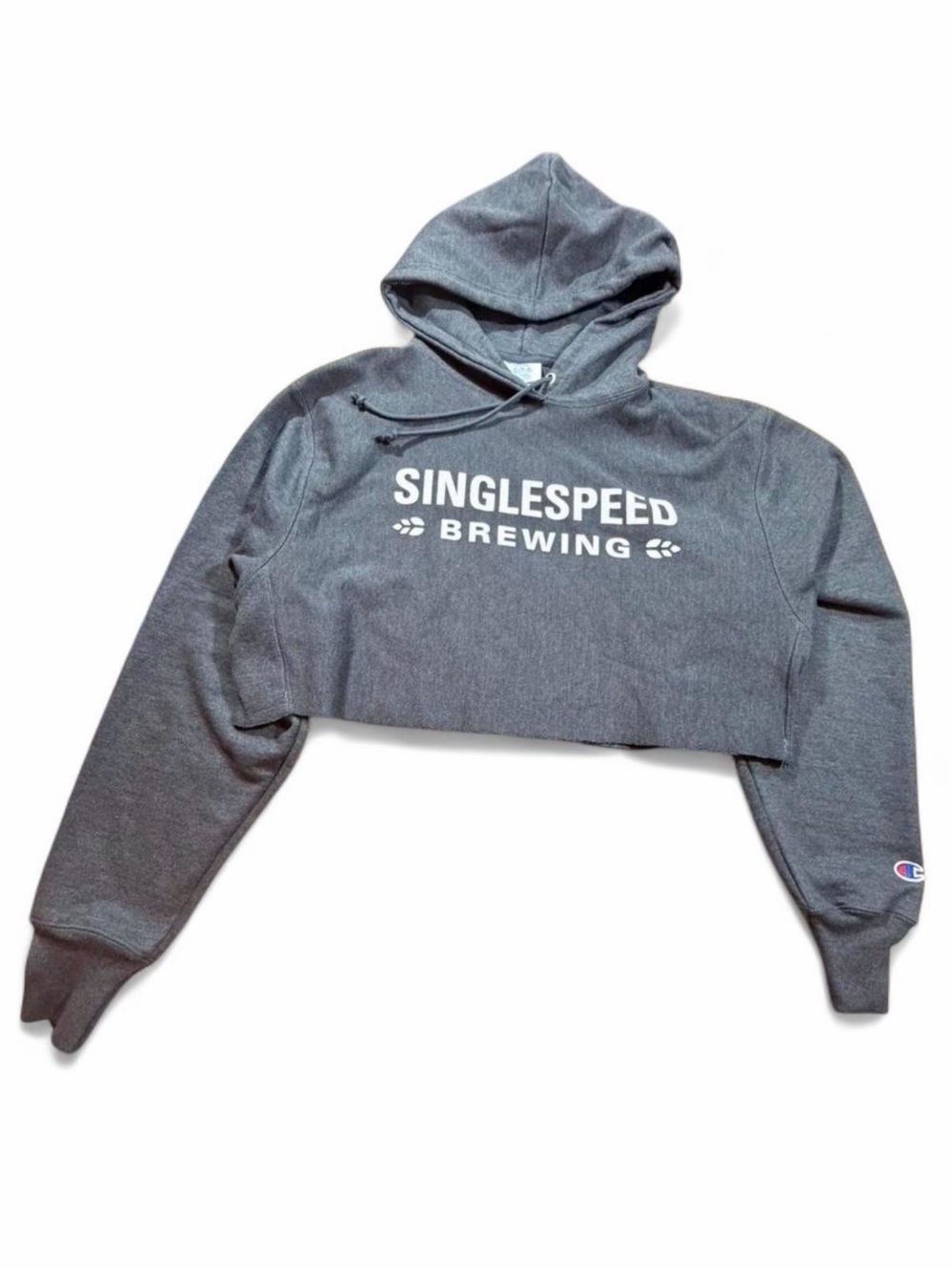 Champion Reverse Weave Singlespeed Brewing Cropped Hoodie Gray Size L
